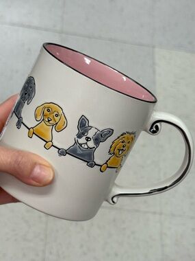 Ceramic Dog Print Mug with Pink Interior